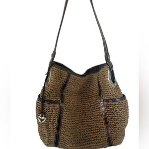 Brighton Embossed Floral Heart Leather Bag rattan classic larger purse newer